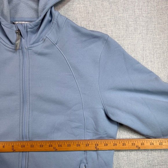 Athleta Altitude Polartec Hooded Jacket Women Medium Blue Athleisure Sporty Gym - Picture 7 of 12